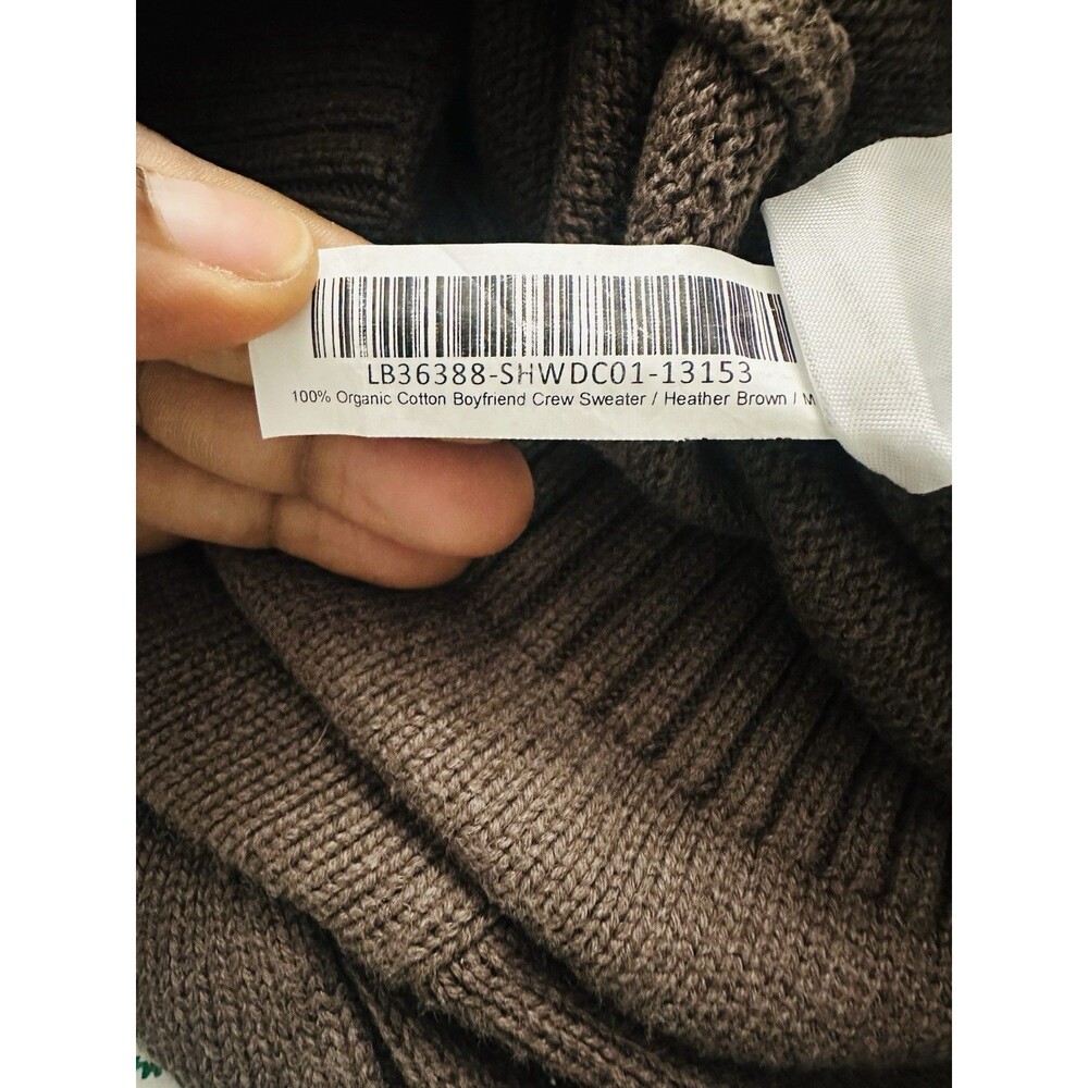 Quince 100% Organic Cotton Boyfriend Crew Sweater - Heather Brown Medium - Picture 6 of 6